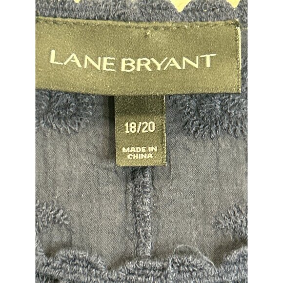 Lane Bryant Blouse Womens 18/20 Plus Blue Navy‎ Tie-Front Embroidered Lace - Picture 3 of 6